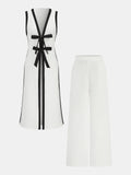 Bow Tie Longline Vest Coat & Pants Set
