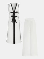 Bow Tie Longline Vest Coat & Pants Set