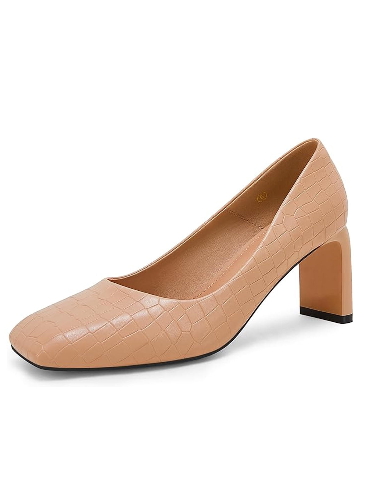 Women's Closed Square Toe Heels Chunky Low Block Heel Slip-on Party Office Dress Pumps Shoes