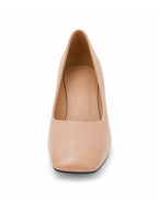 Women's Closed Square Toe Heels Chunky Low Block Heel Slip-on Party Office Dress Pumps Shoes