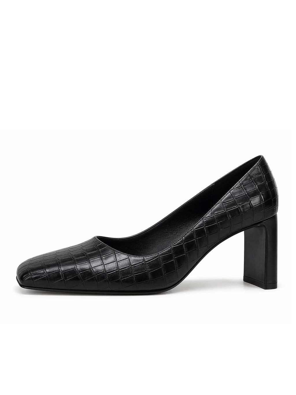 Women's Closed Square Toe Heels Chunky Low Block Heel Slip-on Party Office Dress Pumps Shoes Black