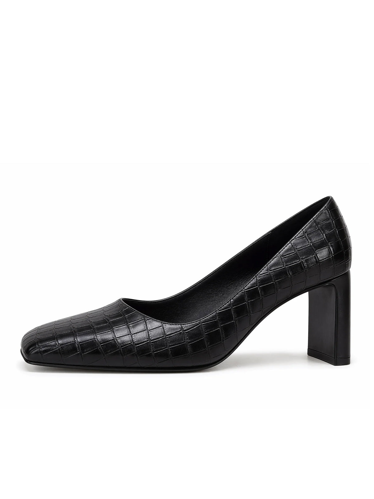 Women's Closed Square Toe Heels Chunky Low Block Heel Slip-on Party Office Dress Pumps Shoes Black