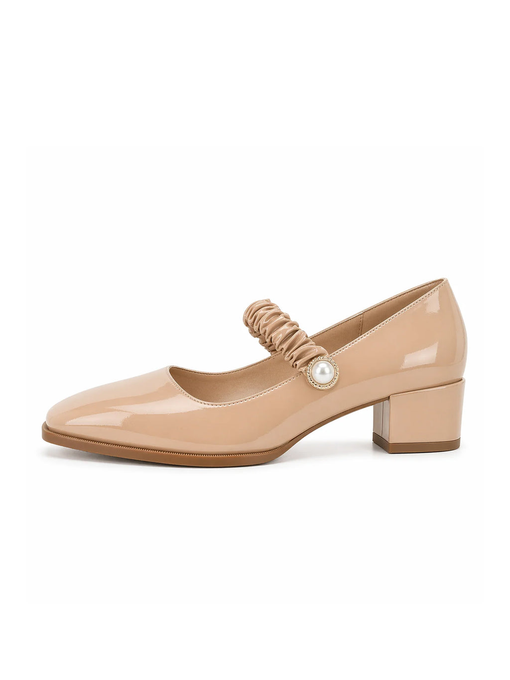 Women's Mary Jane Shoes Uniform Dress Shoes Square Toe Ankle Strap Chunky Heel Pumps Shoes Khaki