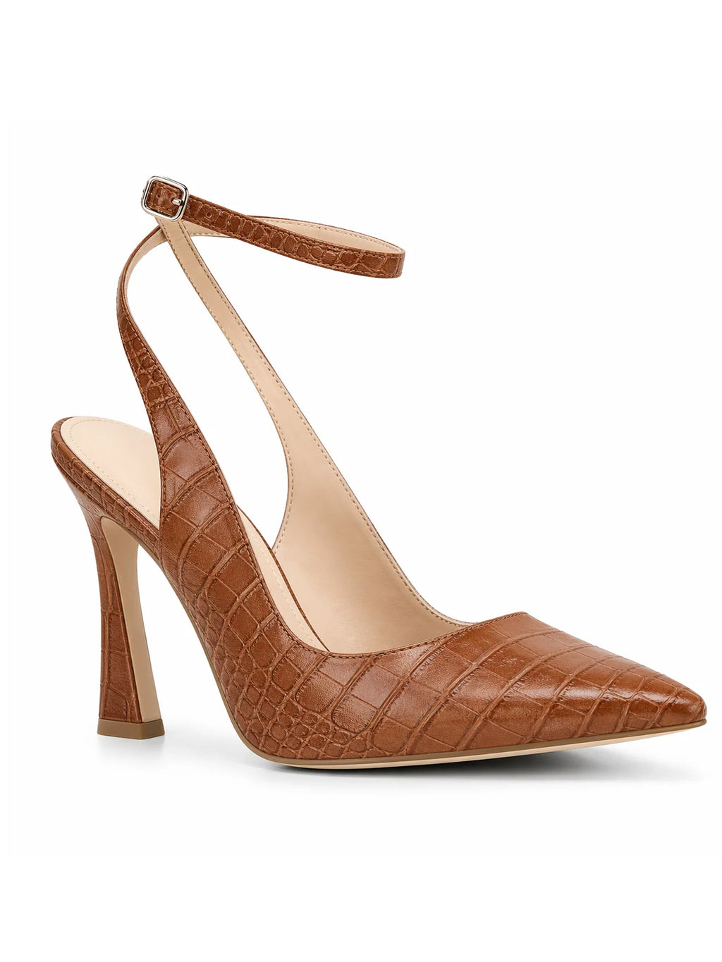 Pointed Toe Closed Toe Pumps Women Ankle Strap Slingback Heels Bridesmaid Dress Shoes