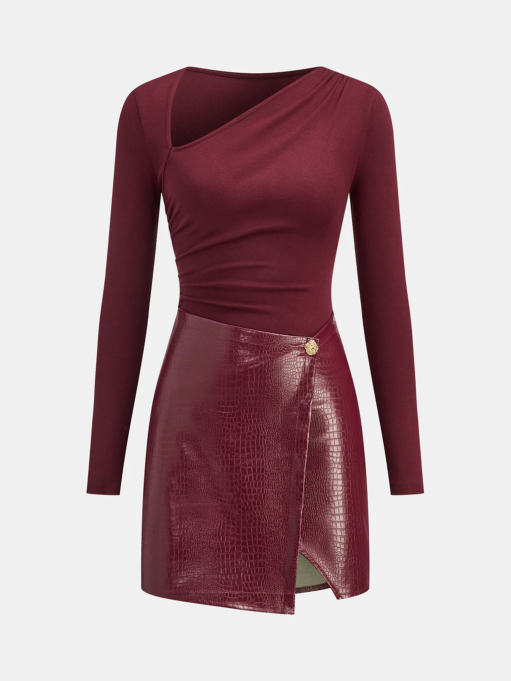 Faux Leather Paneled Knit Mini Dress