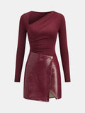 Faux Leather Paneled Knit Mini Dress