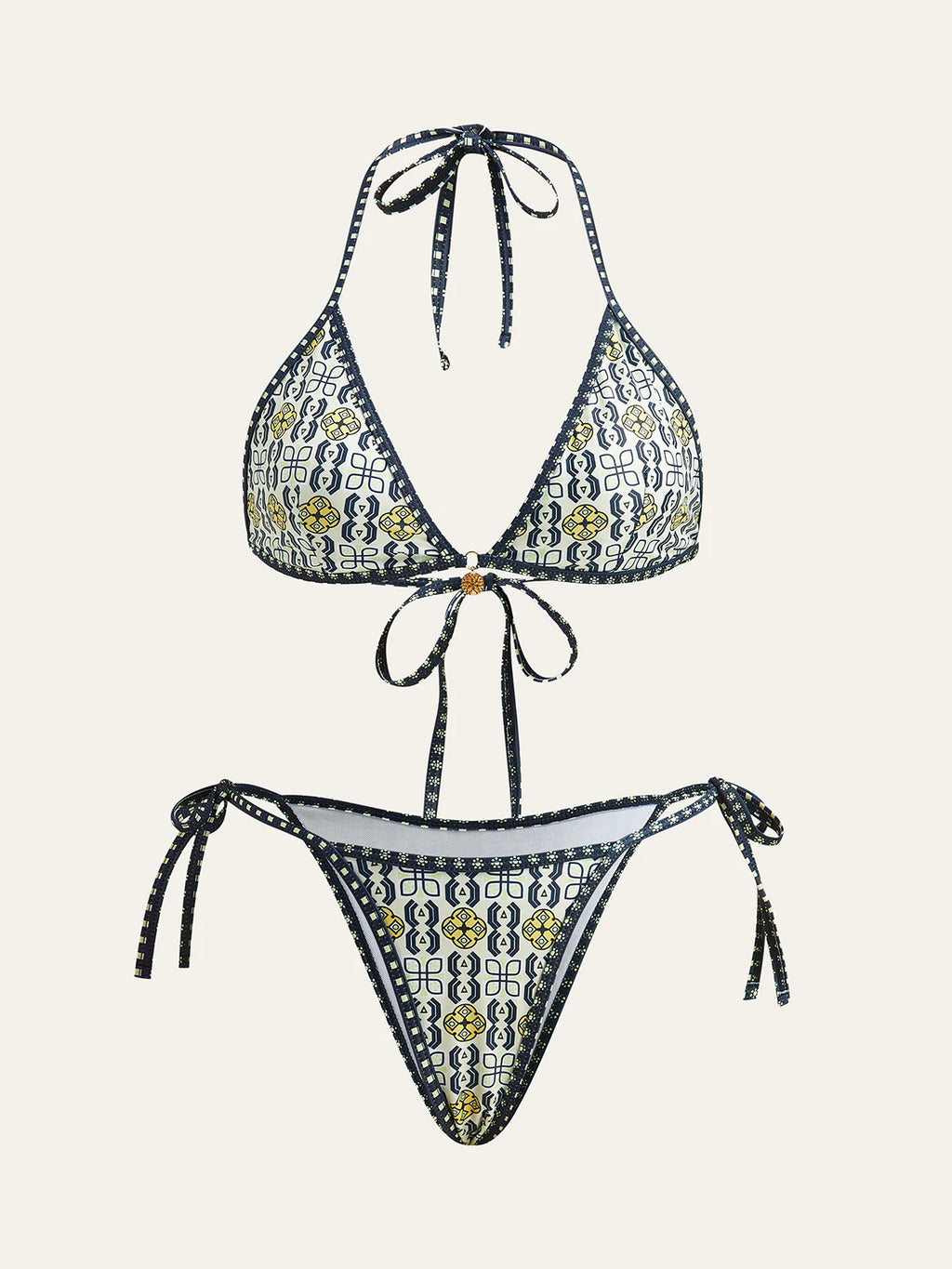 Patterned Halter Bikini Set