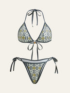 Patterned Halter Bikini Set