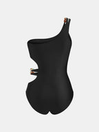 One-Shoulder Cutout Swimsuit & Sarong Set