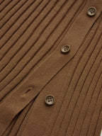 Ribbed Side Slit Button Detail Midi Skirt