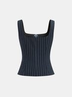 Hook-Eye Striped Top and Skirt Set