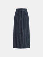 Hook-Eye Striped Top and Skirt Set