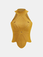 Sleeveless Hollow Out Knit Halter Top