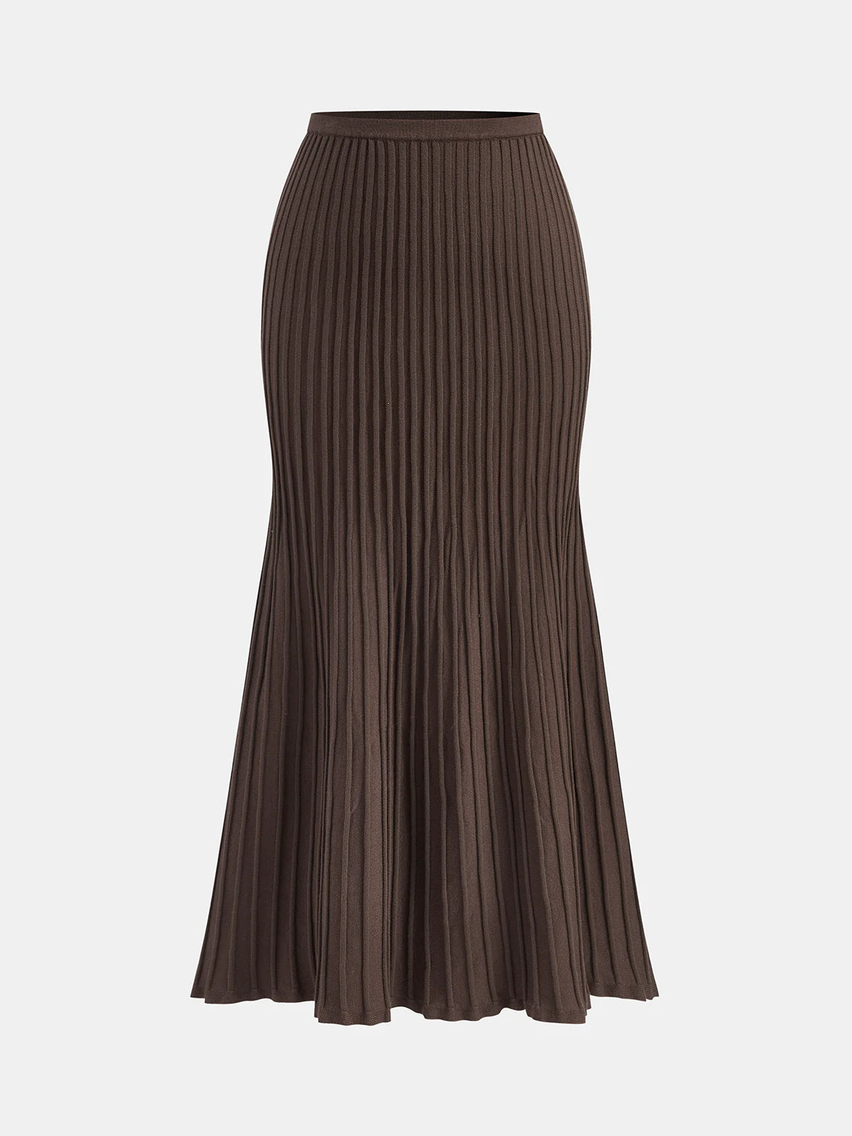 Textured Rib-Knit Mermaid Midi Skirt