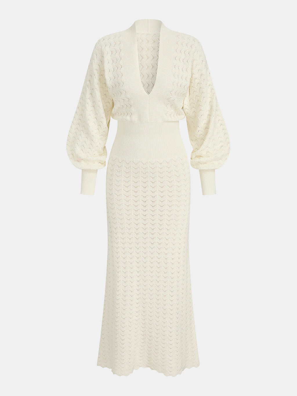 Bishop Sleeve Crochet Knit Maxi Dress