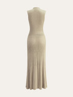Wool Blend Ribbed Button Maxi Dress