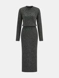 Wool-Blend Fuzzy Midi Dress