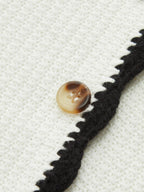 Contrast Trim Button-Front Sleeveless Knit Dress