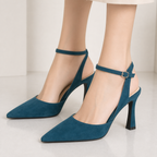 Women's Slingback Pointed Toe Heels Closed Toe Ankle Strap Formal Dress Pumps Shoes