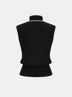 Contrast-Trim Tie-Neck Sweater Vest