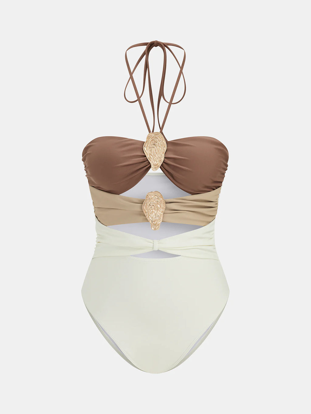 Color Block One-Piece Swimsuit & Cover-Up Skirt Set
