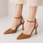 Pointed Toe Closed Toe Pumps Women Ankle Strap Slingback Heels Bridesmaid Dress Shoes
