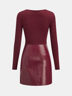 Faux Leather Paneled Knit Mini Dress