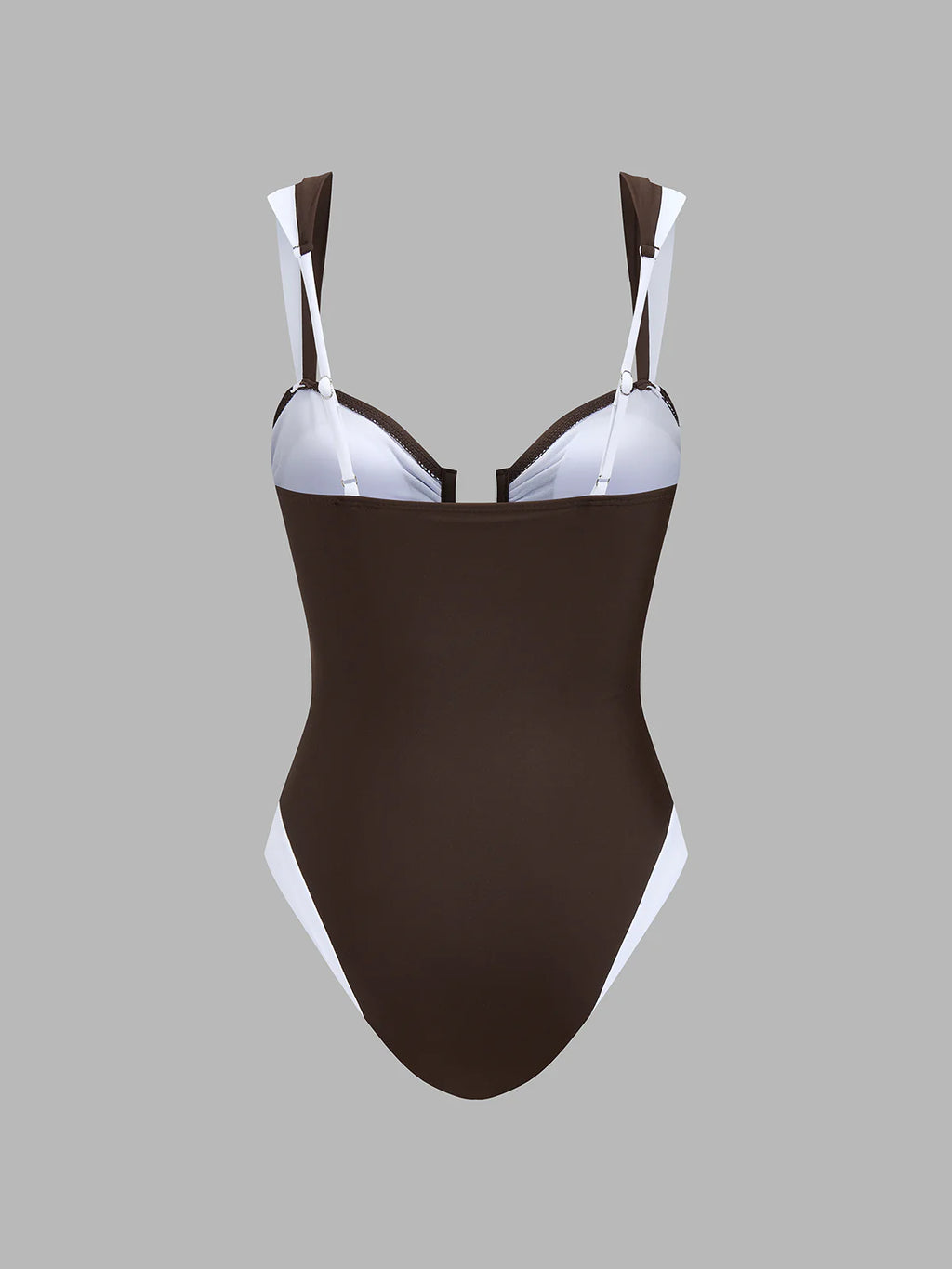 Color Block U Cut One Piece Swimsuit