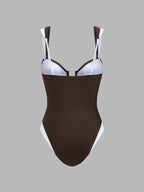 Color Block U Cut One Piece Swimsuit