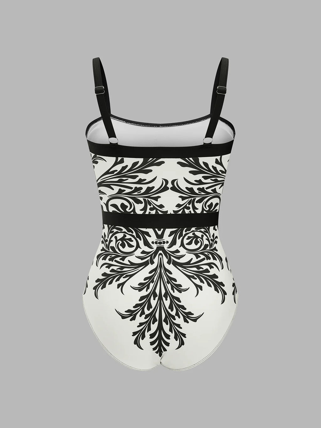 Baroque Print One-Piece Swimsuit & Sarong Set