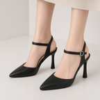 Women's Pointed Toe High Heels Closed Toe Ankle Strap Pumps Elegant Wedding Dress Shoes