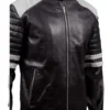 Mens Blue Stripe Mayhem Retro Black Biker Jacket