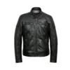 Mens Black Cafe Racer Biker Jacket