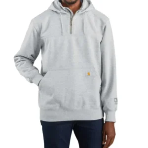 Rain Defender Loose Fit Heavyweight Quarter-Zip Heather Gray Hoodie